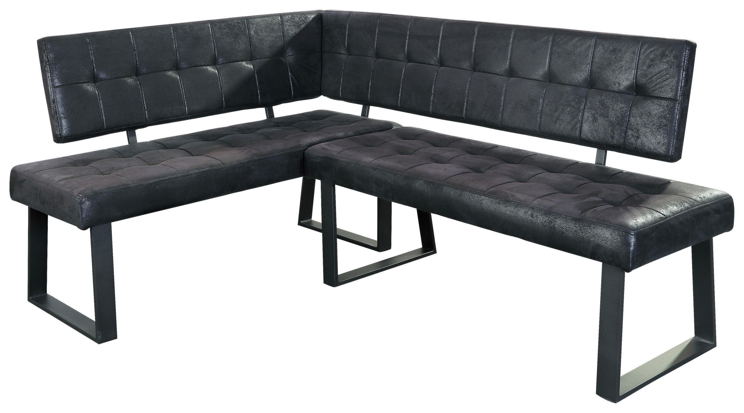 ECKBANK 134/185 cm Webstoff Schwarz - Schwarz, MODERN, Textil/Metall (134/185cm) - MID.YOU
