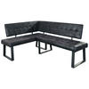 ECKBANK in Metall, Textil Schwarz  - Schwarz, Modern, Textil/Metall (134/185cm) - MID.YOU