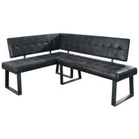 ECKBANK in Metall, Textil Schwarz  - Schwarz, Modern, Textil/Metall (134/185cm) - MID.YOU