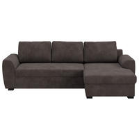 ECKSOFA Braun Mikrofaser Zierkissen, Bettkasten  - Schwarz/Braun, Trend, Kunststoff/Textil (253/154cm) - MID.YOU