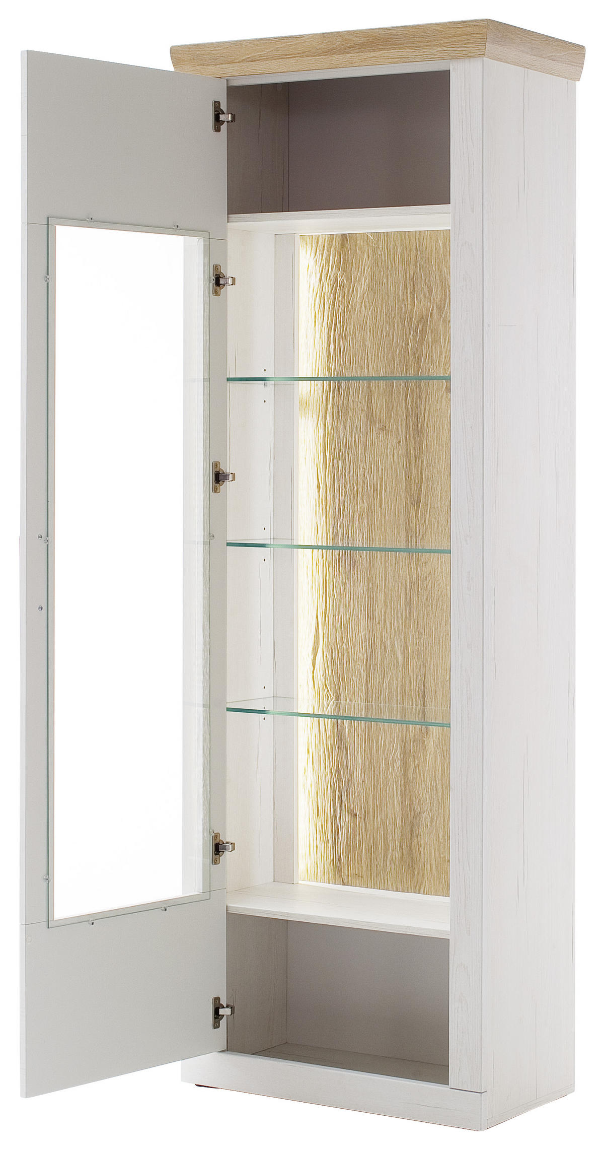 VITRINE in Weiss, Eichefarben  - Weiss/Eichefarben, Design, Glas/Holzwerkstoff (71/205/40cm) - MID.YOU