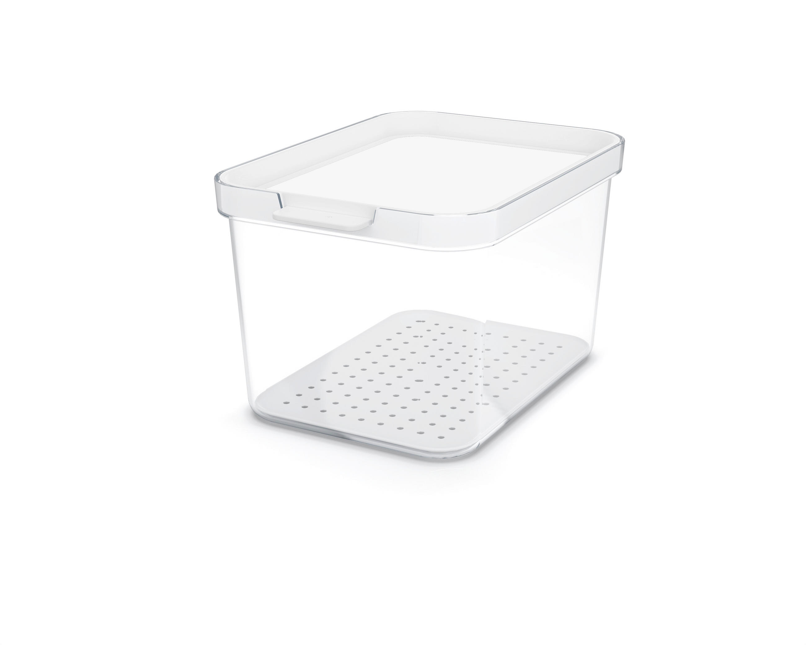 HŰTŐSZEKRÉNY DOBOZ  - fehér/átlátszó, Basics, műanyag (19,6/13,6/11,3cm) - Rotho