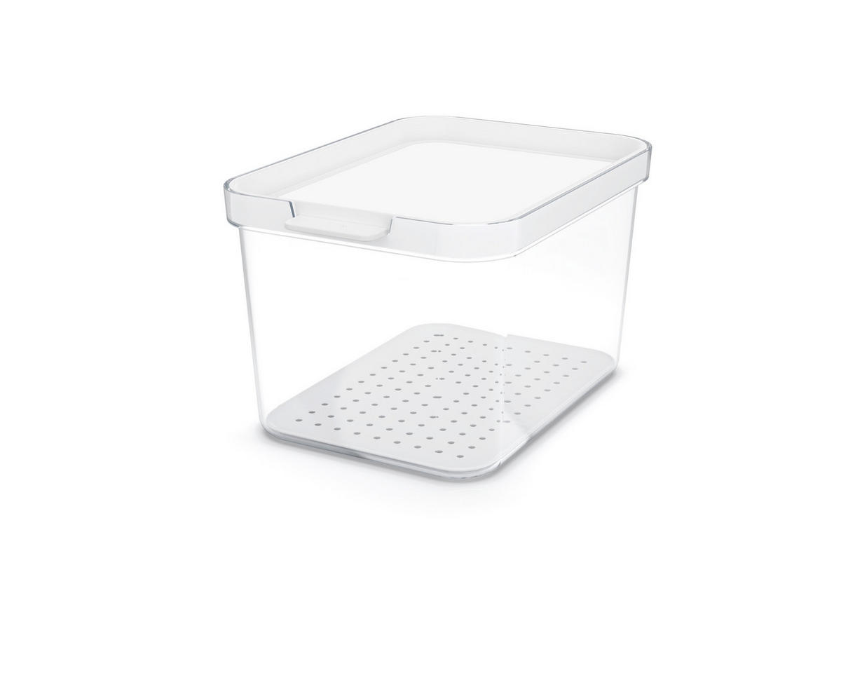 HŰTŐSZEKRÉNY DOBOZ  - fehér/átlátszó, Basics, műanyag (19,6/13,6/11,3cm) - Rotho