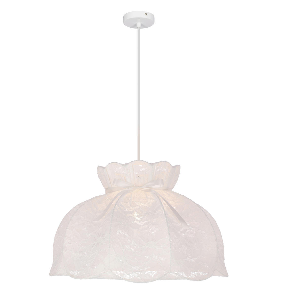 PENDELLEUCHTE 52/52/130 cm  - Weiß, KONVENTIONELL, Textil/Metall (52/52/130cm)