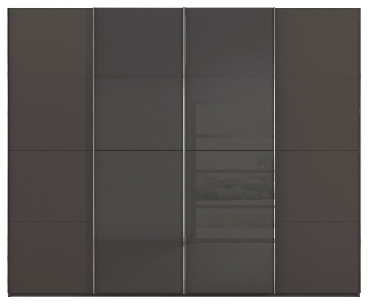 SCHWEBETÜRENSCHRANK 271/223/68 cm 4-türig Graphitfarben, Schwarz  - Chromfarben/Graphitfarben, KONVENTIONELL, Glas/Holzwerkstoff (271/223/68cm) - Novel