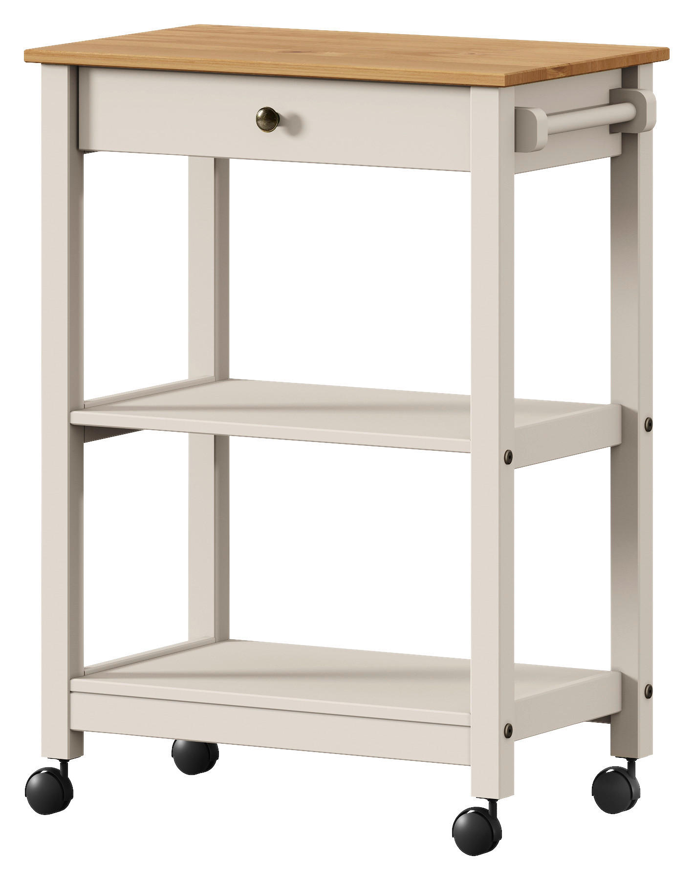 SERVIERWAGEN Pinie massiv Braun, Beige  - Beige/Zinkfarben, MODERN, Holz/Kunststoff (65/90,6/40cm) - Livetastic