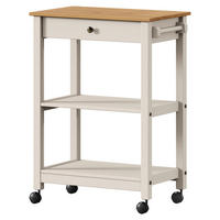 SERVIERWAGEN Pinie massiv Braun, Beige  - Beige/Zinkfarben, MODERN, Holz/Kunststoff (65/90,6/40cm) - Livetastic