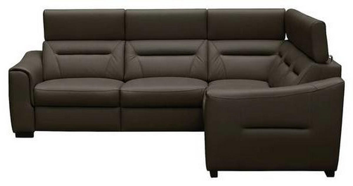 ECKSOFA Lederlook Echtleder Dunkelbraun  - Wengefarben/Dunkelbraun, Design, Leder/Holz (260/260cm) - Celina Home