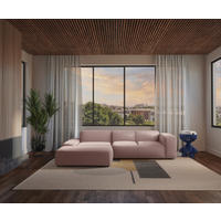 ECKSOFA HANNAH Rosa Cord  - Schwarz/Rosa, Design, Kunststoff/Textil (200/304cm) - MID.YOU