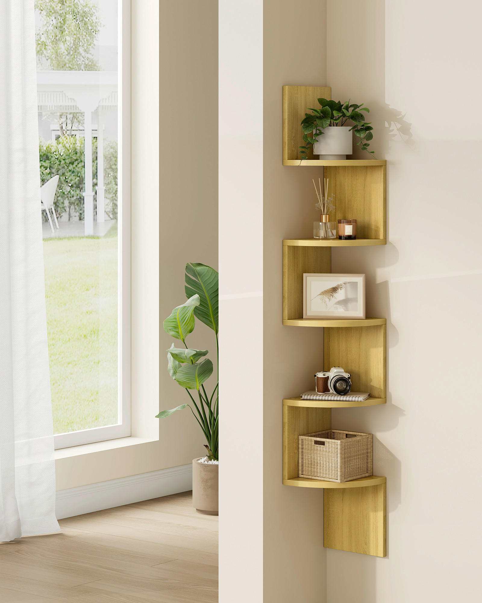 NÁSTENNÁ KNIŽNICA, farba duba, recyklované drevo, 20/126/20 cm - farba duba, Trend, kompozitné drevo (20/126/20cm) - Boxxx