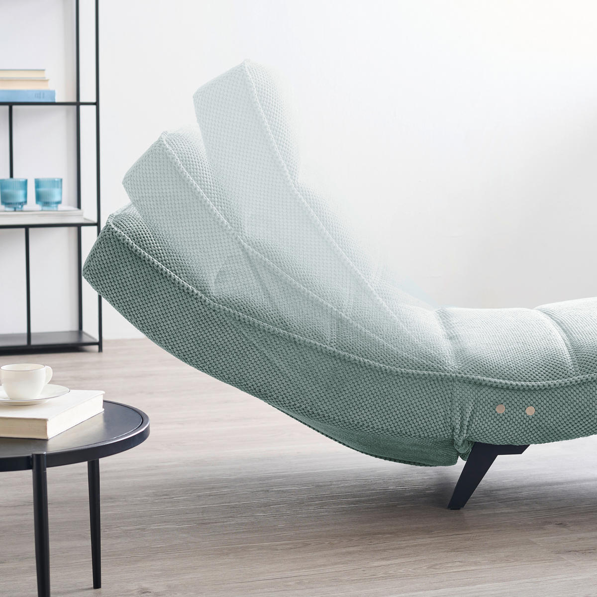 RELAXLIEGE in Webstoff Mintgrün  - Schwarz/Mintgrün, Design, Textil/Metall (78/83/168cm) - Welnova