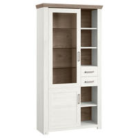 VITRINE  in Weiß, Eichefarben  - Eichefarben/Weiß, Design, Glas/Holzwerkstoff (104,5/206,6/42,2cm) - SetOne by Musterring