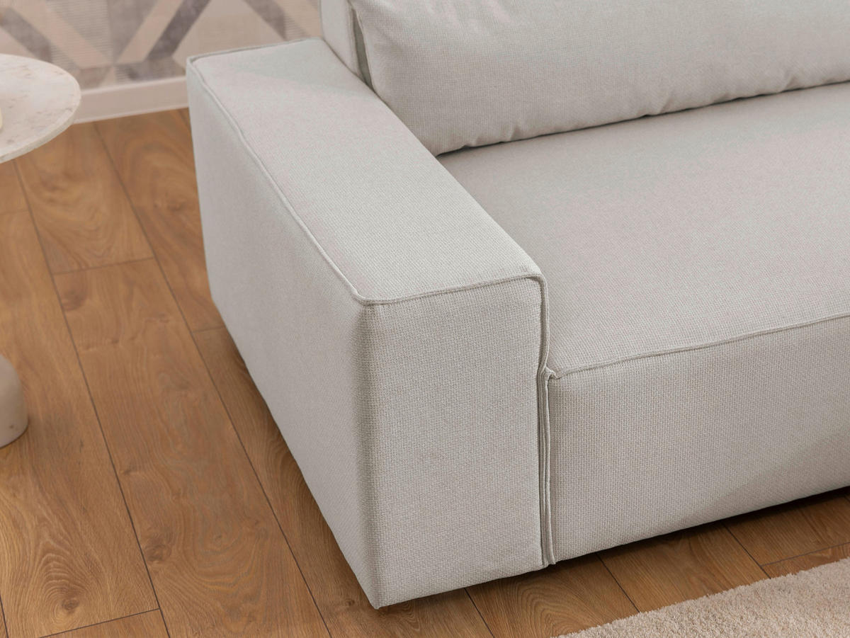 ECKSOFA Webstoff Beige  - Beige/Schwarz, Design, Kunststoff/Textil (251/142cm) - P & B