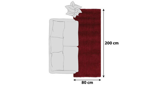 HOCHFLORTEPPICH 80/200 cm Fashion Shaggy Rot - Rot, Basics, Textil (80/200cm) - Novel