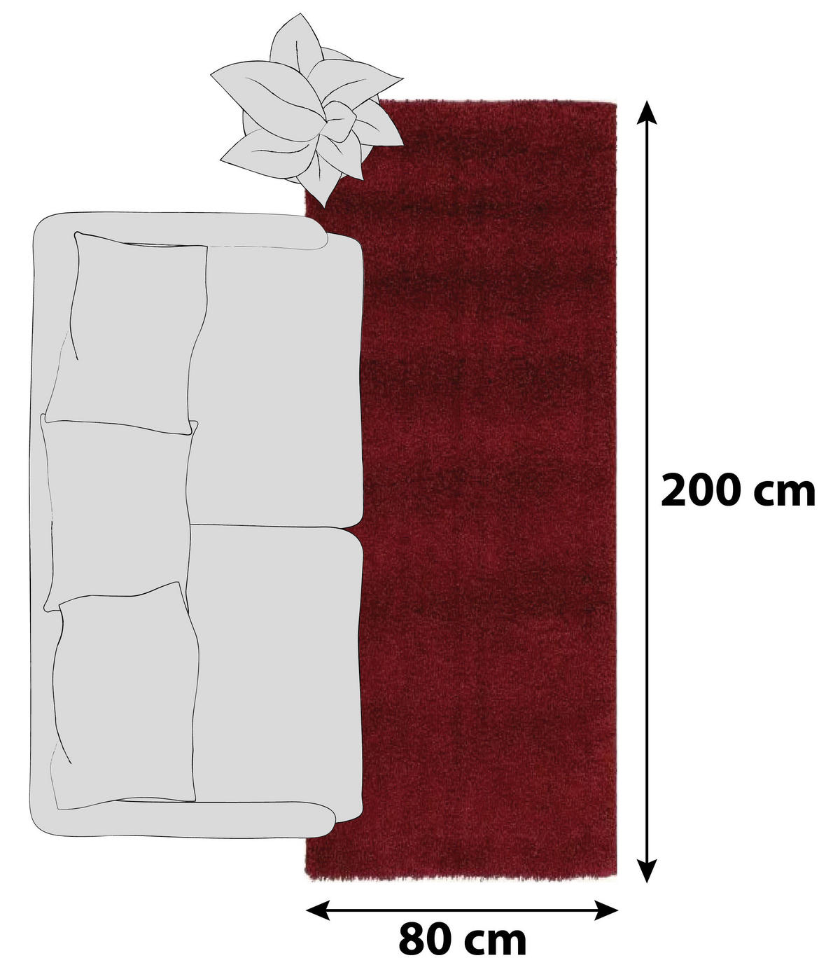 LÄUFER 80/200 cm Fashion Shaggy Rot  - Rot, Basics, Textil (80/200cm) - Novel