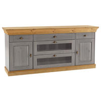 SIDEBOARD  185/85/45 cm 5 Schublade(n)  - Laugenfarbig/Grau, ROMANTIK / LANDHAUS, Glas/Holz (185/85/45cm) - Boxxx
