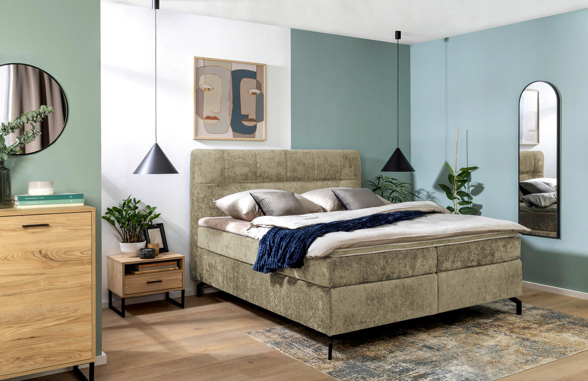 BOXSPRINGBETT 160/200 cm  in Cappuccino  - Schwarz/Cappuccino, Design, Textil/Metall (160/200cm) - Esposa