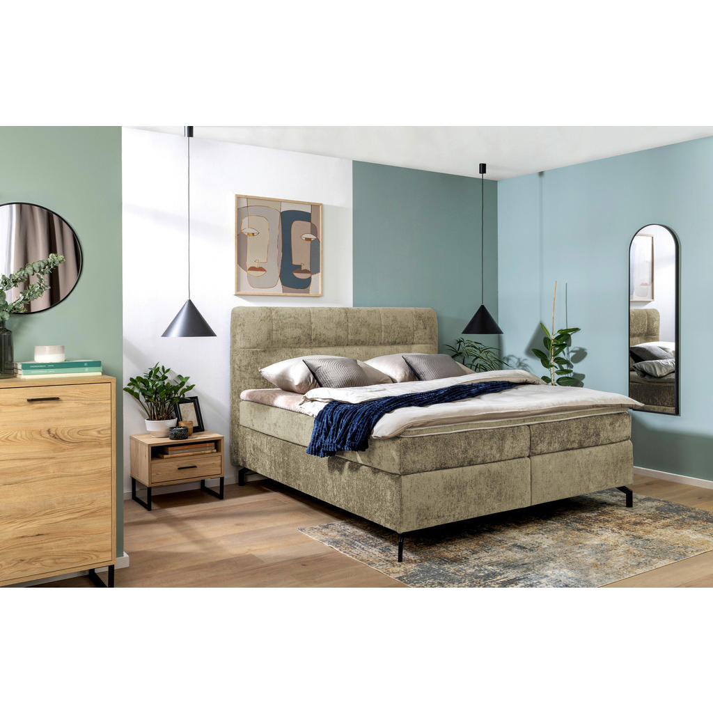 Thumbnail - Esposa Boxspringbett, Cappuccino, Textil, H2 + H3, Höhe ca. 17 cm, 160x200 cm, Stoffauswahl, Topper durchgehend, Matratz...