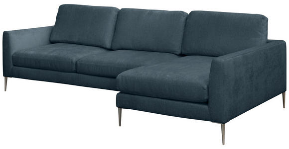 ECKSOFA Dunkelgrau Chenille  - Dunkelgrau/Silberfarben, KONVENTIONELL, Textil/Metall (284/143cm) - Carryhome