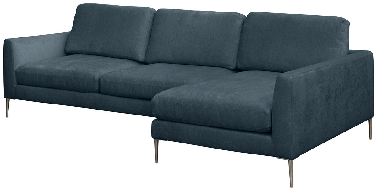 ECKSOFA Dunkelgrau Chenille  - Dunkelgrau/Silberfarben, KONVENTIONELL, Textil/Metall (284/143cm) - Carryhome