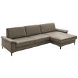 ECKSOFA  in Echtleder Graubraun  334/176 cm  - Graubraun/Schwarz, Design, Leder/Metall (334/176cm) - Dieter Knoll