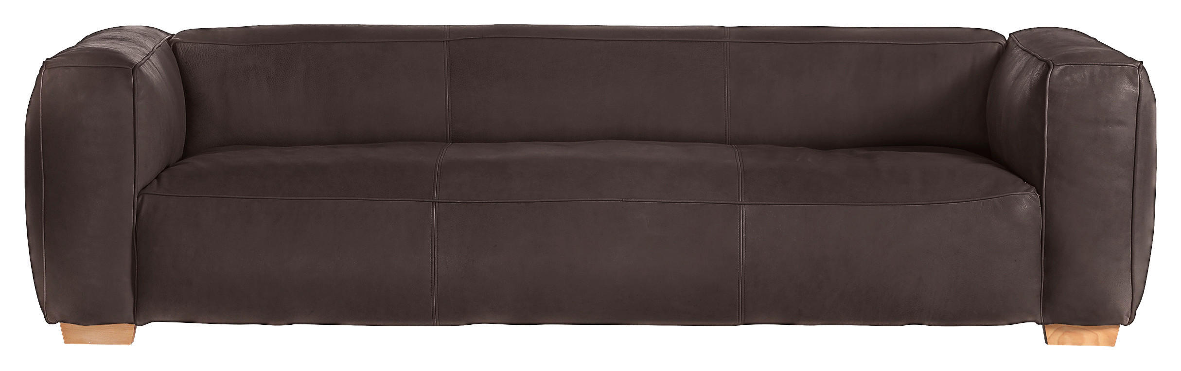 BIGSOFA Echtleder Dunkelbraun  - Dunkelbraun/Buchefarben, KONVENTIONELL, Leder/Holz (255/70/110cm) - Hom`in