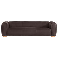 BIGSOFA Echtleder Dunkelbraun  - Dunkelbraun/Buchefarben, KONVENTIONELL, Leder/Holz (255/70/110cm) - Hom`in