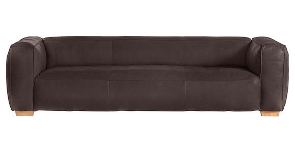 BIGSOFA  in Echtleder Dunkelbraun  - Dunkelbraun/Buchefarben, KONVENTIONELL, Leder/Holz (255/70/110cm) - Carryhome