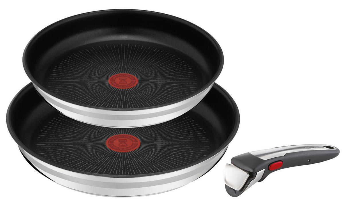 PFANNENSET Jamie Oliver INGENIO G6 2-teilig  - Edelstahlfarben/Schwarz, Basics, Metall (33/33/12cm) - Tefal