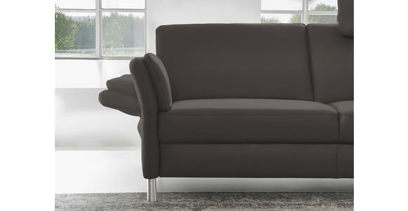 3-SITZER-SOFA Latina in Echtleder Mokka   - Alufarben/Mokka, Design, Leder/Metall (190/82/99cm) - Dieter Knoll