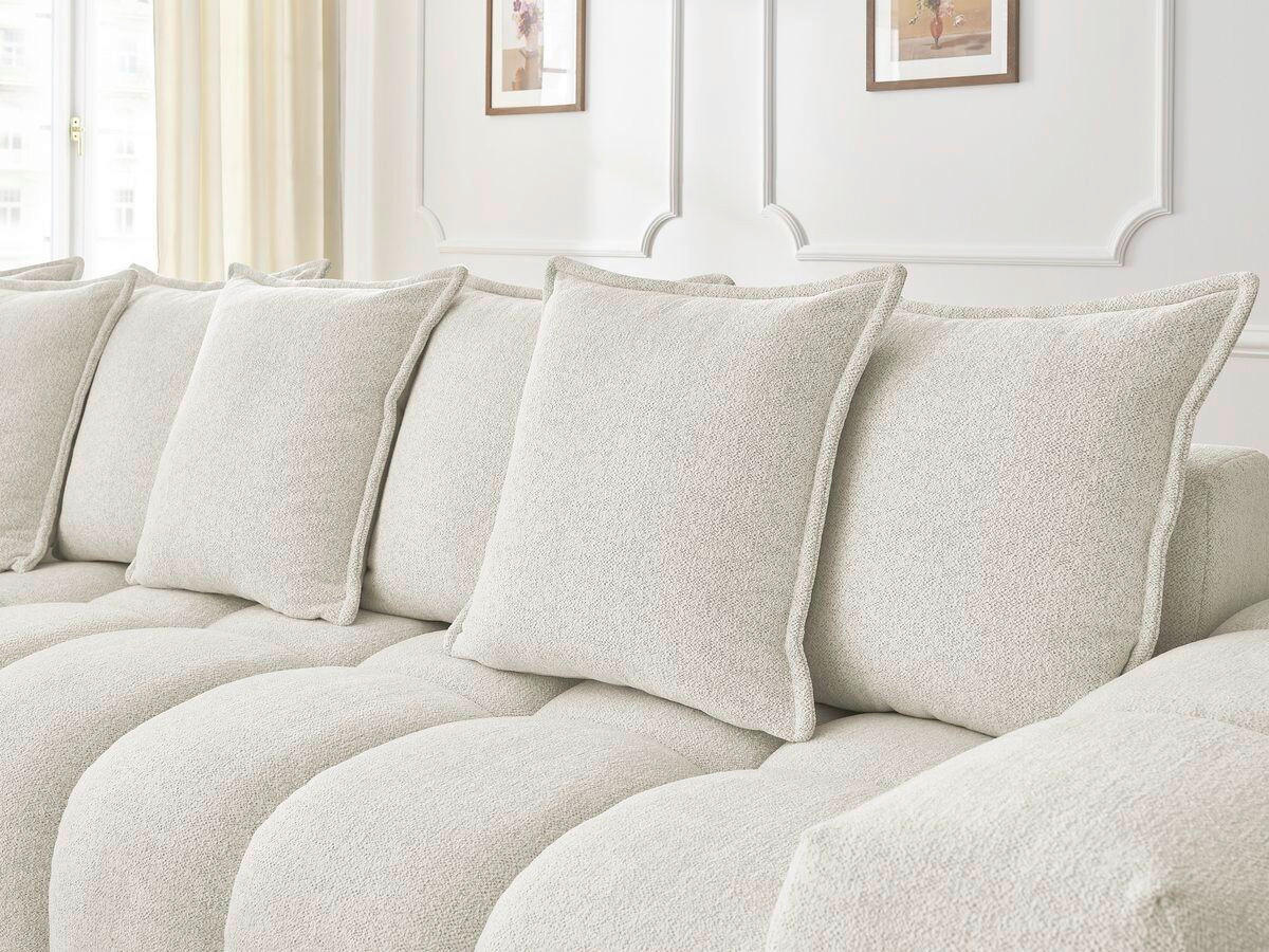 ECKSOFA Ottomane links  EVEREST Weiß Flachgewebe  - Schwarz/Weiß, MODERN, Kunststoff/Textil (210/352cm) - Livetastic