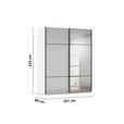 SCHWEBETÜRENSCHRANK 201/223/68 cm 2-türig Grau, Weiß  - Schwarz/Weiß, KONVENTIONELL, Glas/Holzwerkstoff (201/223/68cm) - Novel
