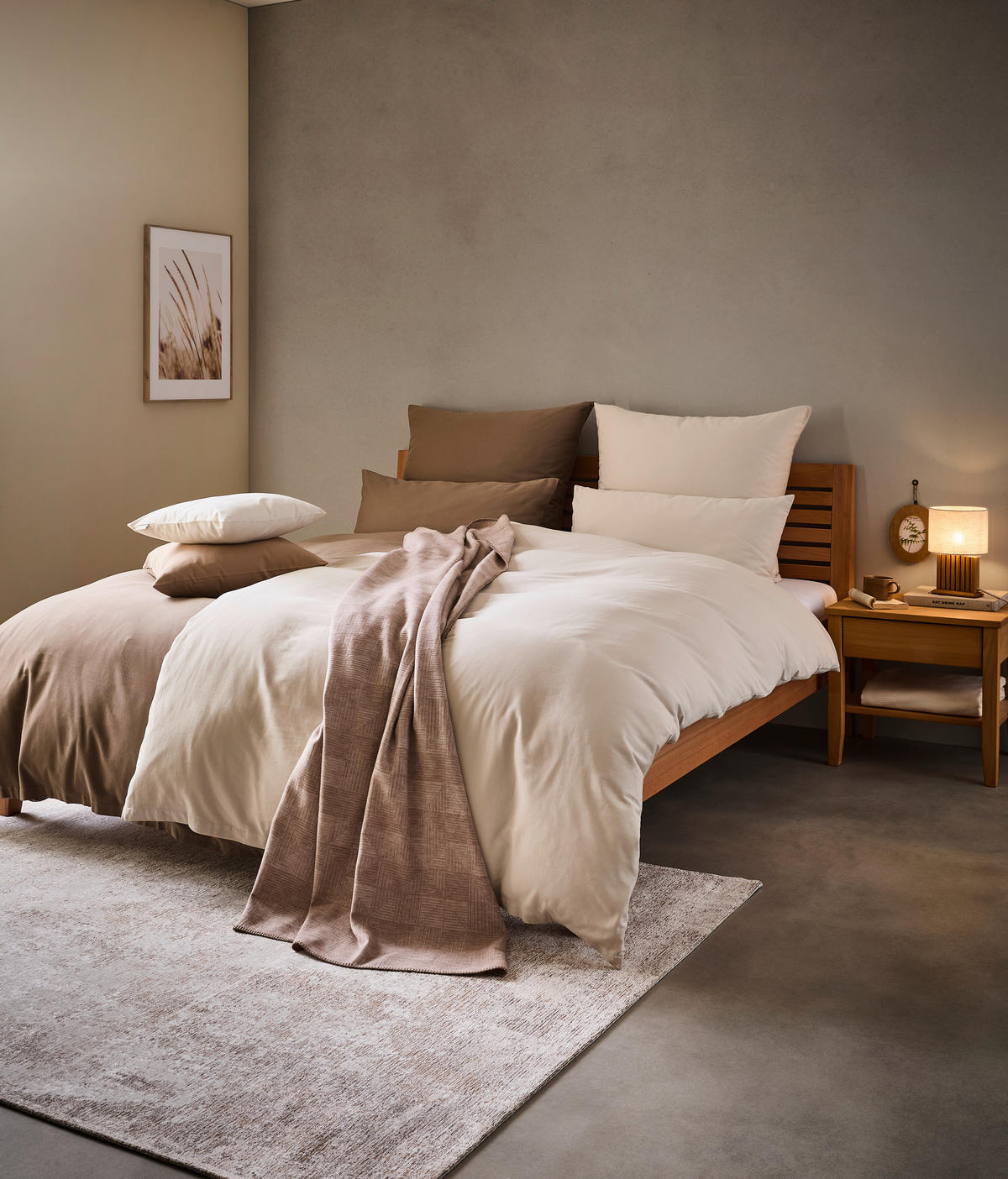 BETTWÄSCHE 2-teilig NIGIRI Satin 155/220 cm  - Cappuccino, Basics, Textil (155/220cm) - Bio:Vio