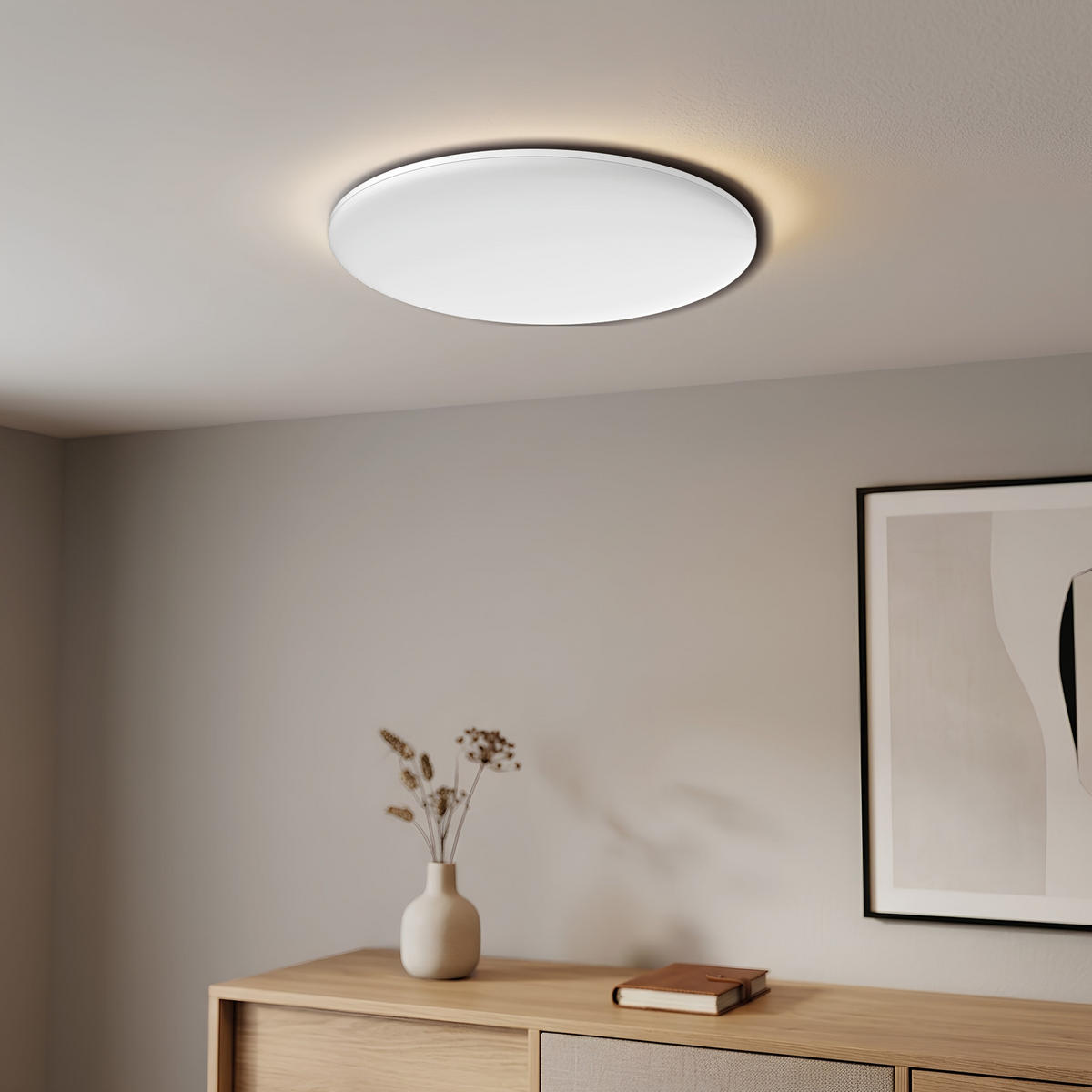 LED MENNYEZETI LÁMPA - fehér, Basics, műanyag/fém (22/4cm)