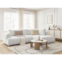 ECKSCHLAFSOFA FUJI Bouclé Weiß  inkl.  - Schwarz/Weiß, MODERN, Kunststoff/Textil (282/204cm)