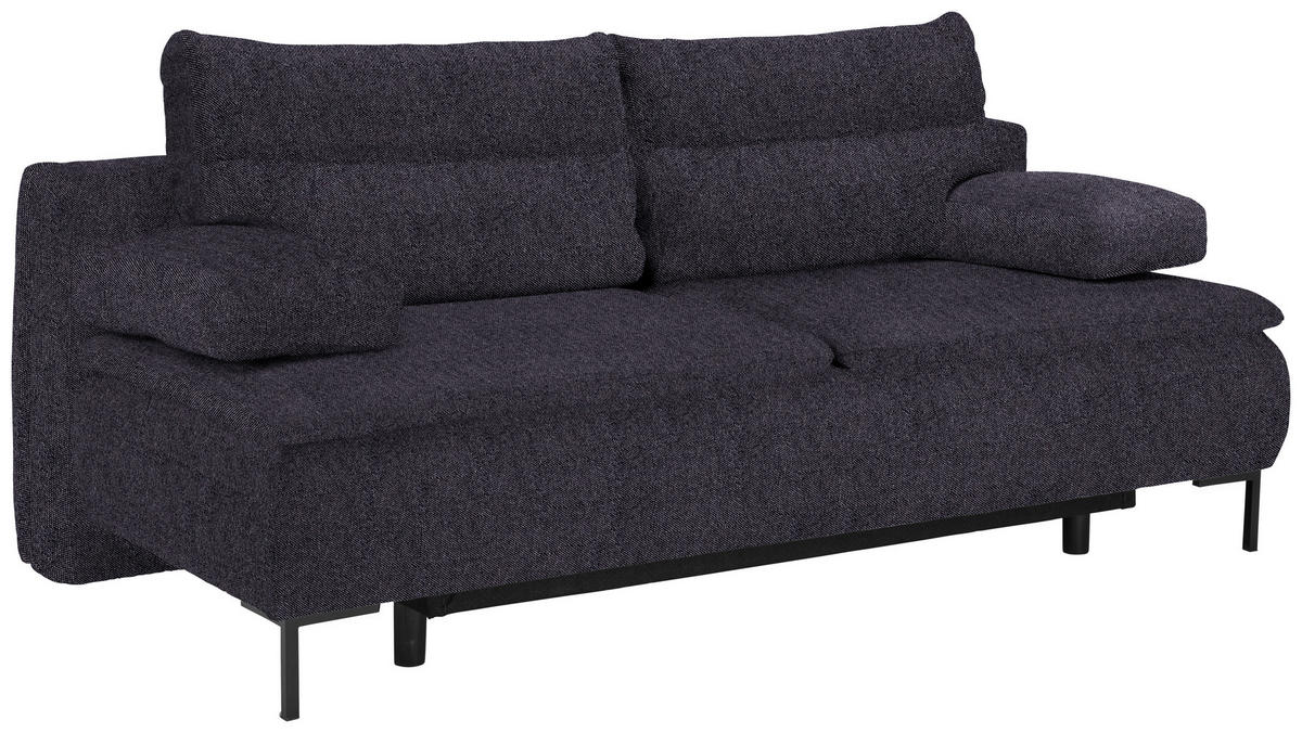 BOXSPRINGSOFA in Webstoff Schwarz  - Schwarz, Design, Textil/Metall (202/93/100cm) - Novel