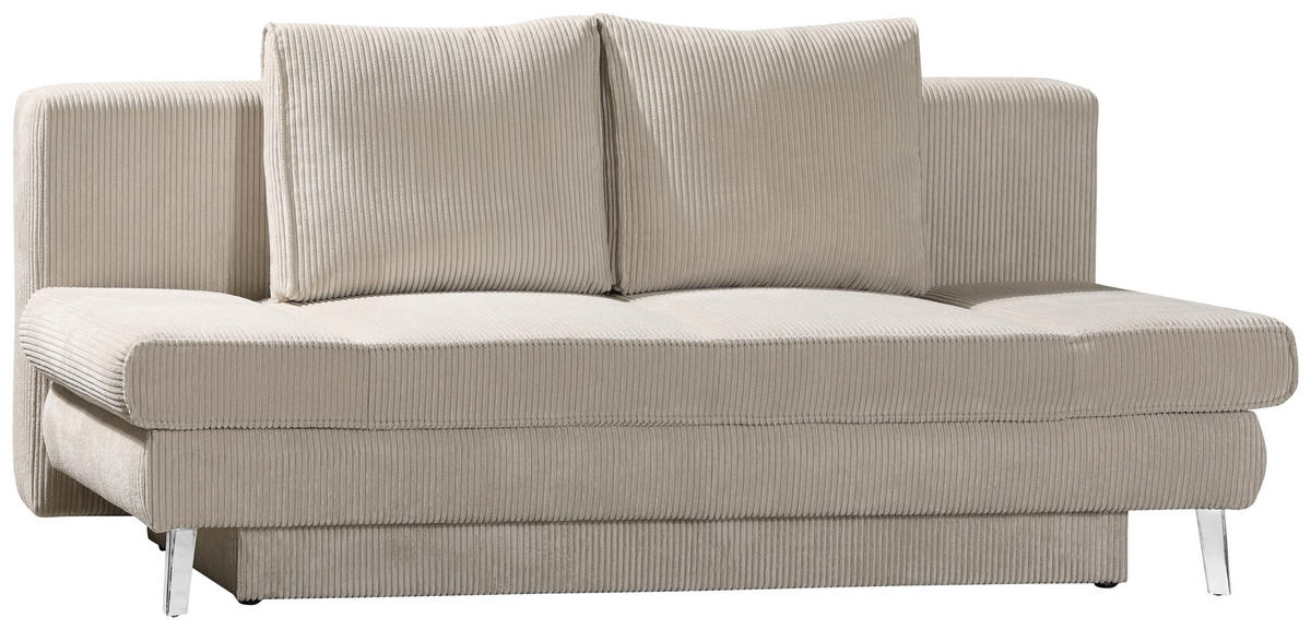 SCHLAFSOFA in Cord Naturfarben  - Chromfarben/Naturfarben, Design, Textil/Metall (200/85/90cm) - Xora