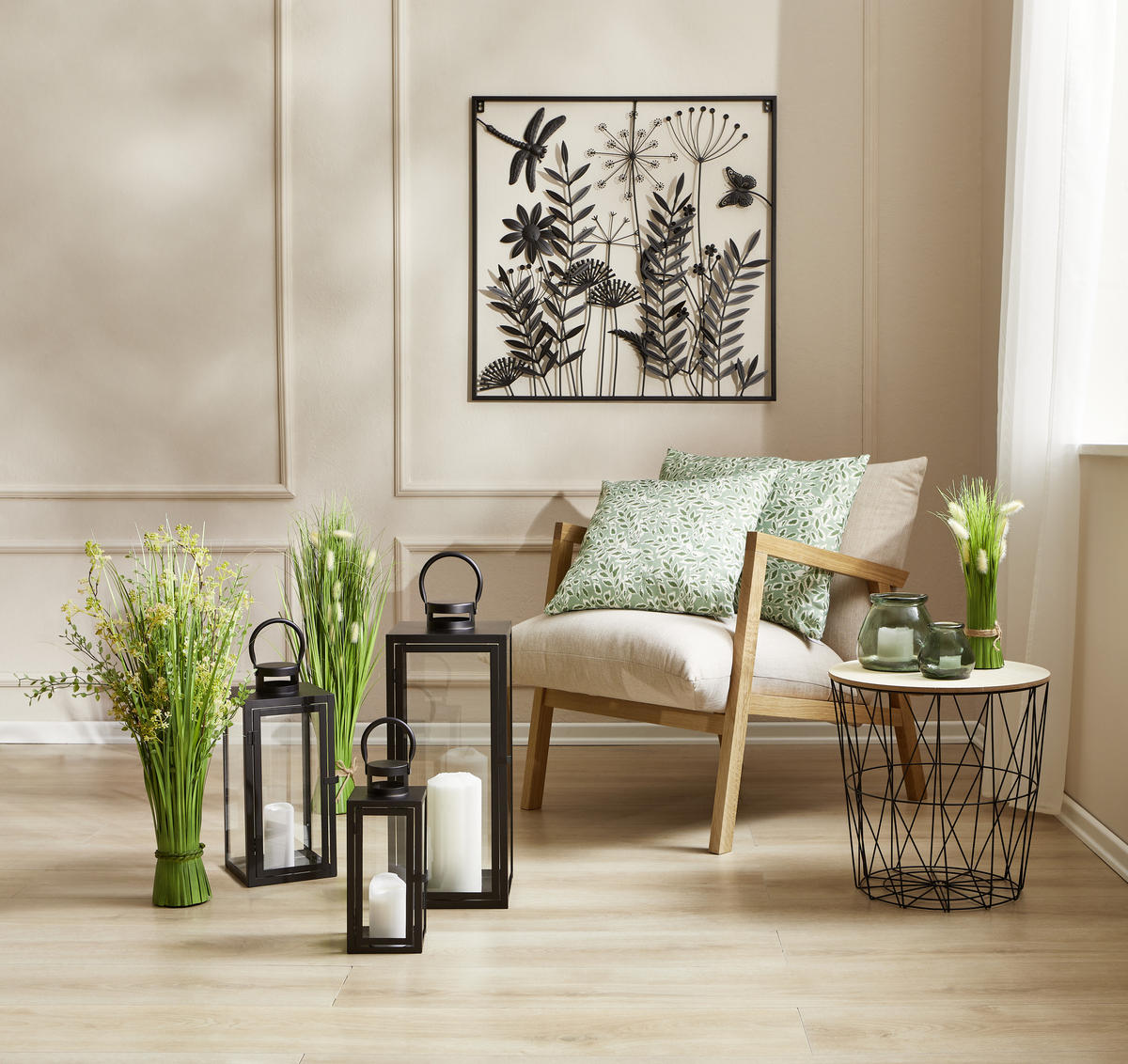 PRÍRUČNÝ STOLÍK, prírodná farba, čierna - čierna/prírodná farba, Design, kov/drevo (40/40/41cm) - Ambia Home