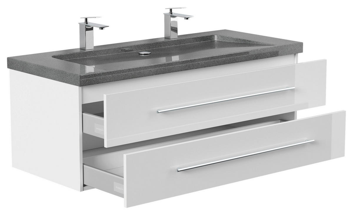 WASCHTISCHKOMBI 130 cm  - Weiß Hochglanz, Basics, Holzwerkstoff/Stein (130cm) - MID.YOU