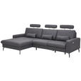 ECKSOFA  in Mikrofaser Anthrazit  180/302 cm  - Anthrazit/Schwarz, KONVENTIONELL, Textil/Metall (180/302cm) - Carryhome