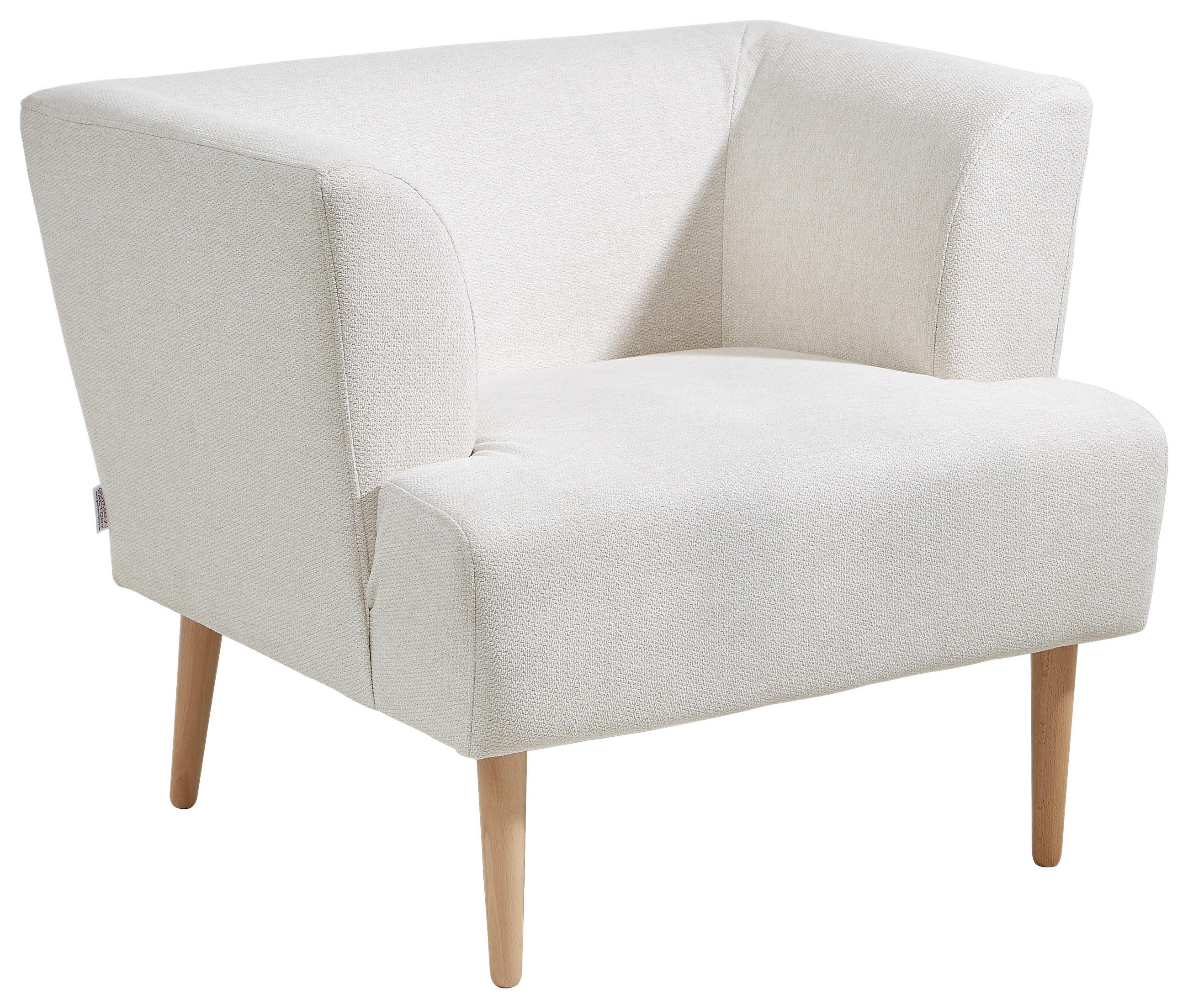 SESSEL Flachgewebe Weiss  - Weiss/Buchefarben, Design, Holz/Textil (85/71/80cm) - MID.YOU