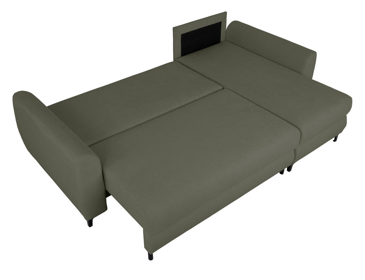 ECKSOFA Moli Grün Mikrofaser  - Schwarz/Grün, Design, Textil/Metall (236/148cm) - MID.YOU