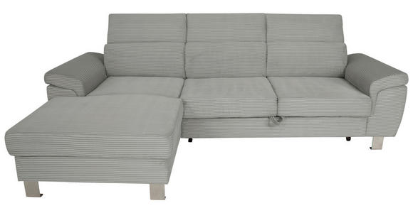 ECKSOFA inkl. Funktionen Grau Cord  - Silberfarben/Grau, Design, Textil/Metall (167/250cm) - Xora