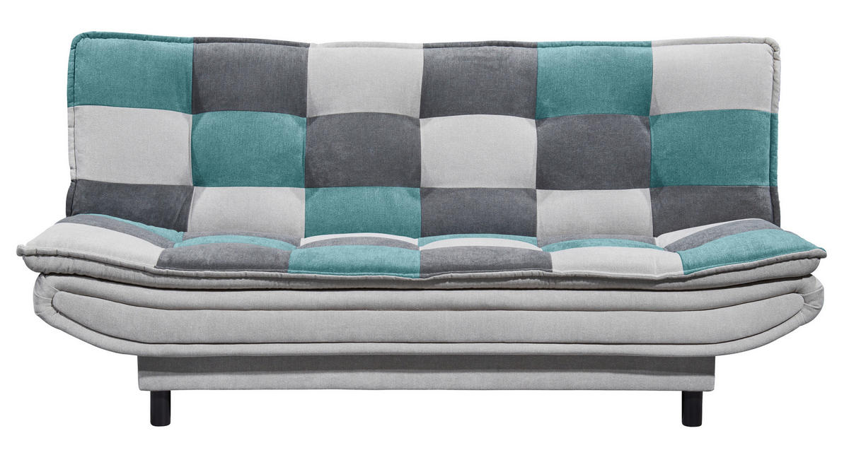 SCHLAFSOFA  in Mikrovelours Silberfarben, Türkis, Dunkelgrau  - Türkis/Dunkelgrau, Basics, Kunststoff/Textil (188/90/89cm) - MID.YOU