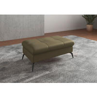 HOCKER Echtleder Olivgrün  - Schwarz/Olivgrün, KONVENTIONELL, Leder/Metall (102/47/69cm) - Sit & More