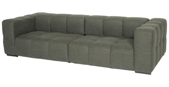 BIGSOFA in Flachgewebe, Leinenoptik Olivgrün - Schwarz/Olivgrün, Design, Textil/Metall (262/66/113cm) - Emilio Belluti