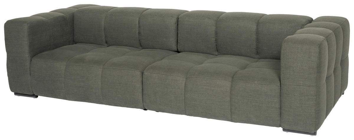 BIGSOFA in Flachgewebe, Leinenoptik Olivgrün  - Schwarz/Olivgrün, Design, Textil/Metall (262/66/113cm) - Emilio Belluti