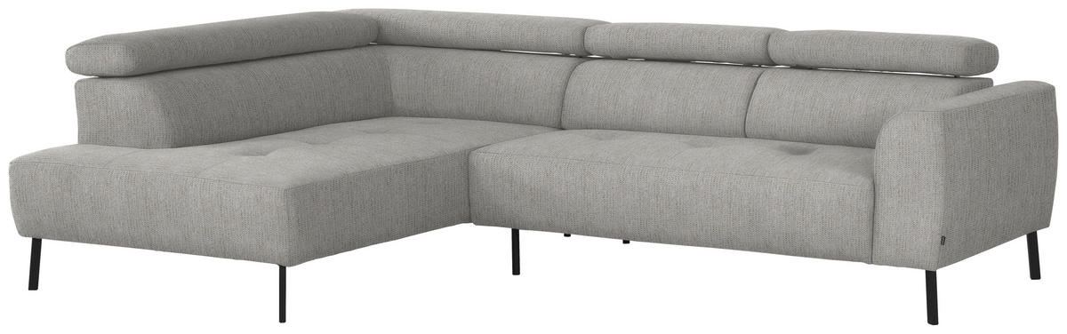 ECKSOFA in Webstoff Beige  - Beige/Schwarz, Design, Textil/Metall (205/280cm) - MID.YOU