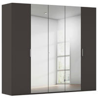 DREHTÜRENSCHRANK 251/223/61 cm,  in Graphitfarben, 5-türig  - Chromfarben/Edelstahlfarben, Basics, Glas/Holzwerkstoff (251/223/61cm) - Novel