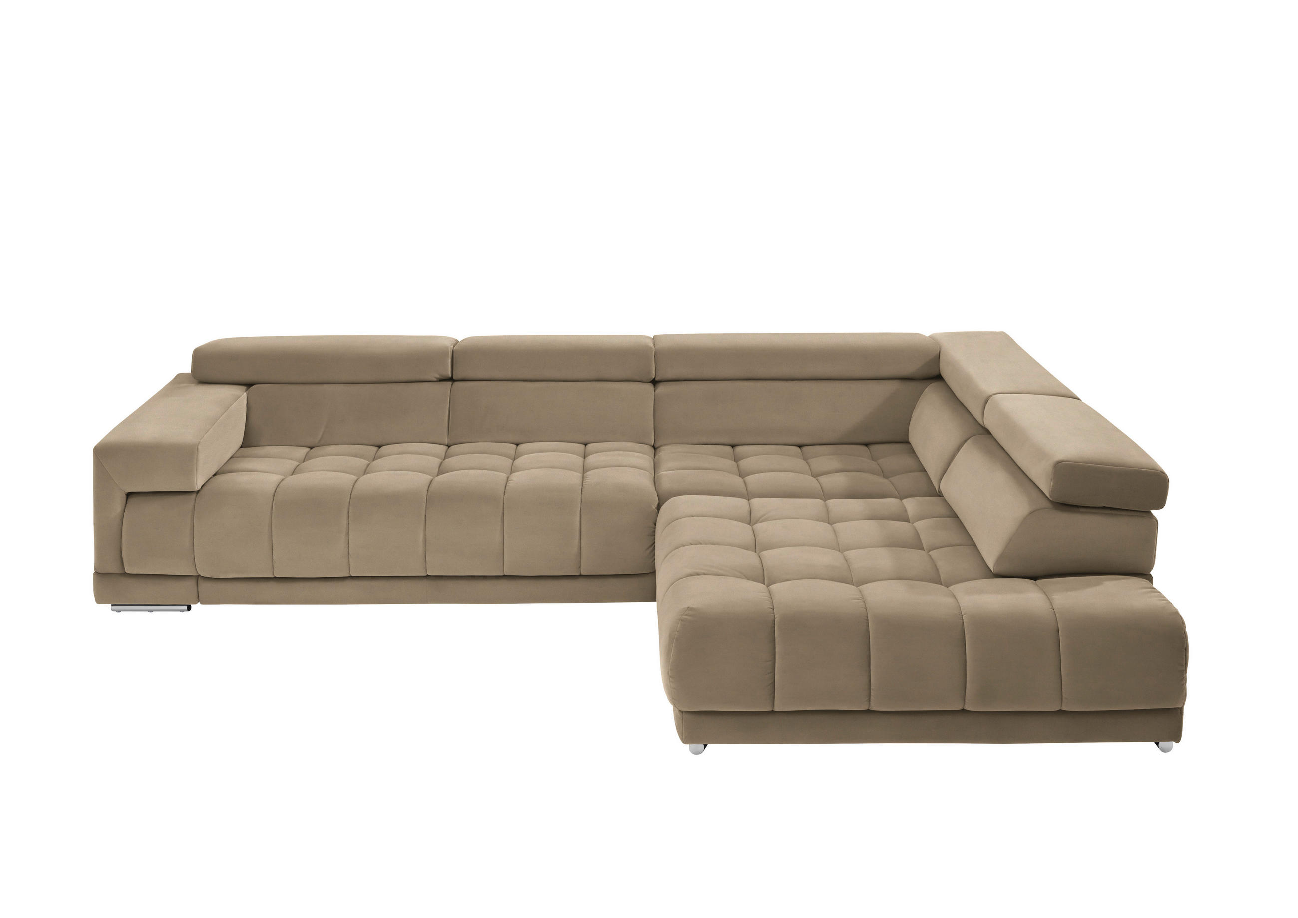 ECKSOFA  in Mikrofaser Beigebraun  326/222 cm  - Chromfarben/Beigebraun, Design, Textil/Metall (326/222cm) - Beldomo Speed